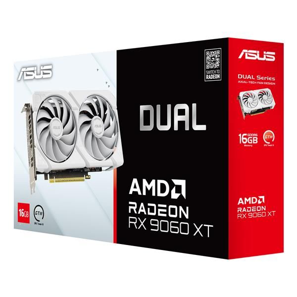 ASUS Dual -RX9060XT-16G-WHITE, Radeon RX 9060 XT, 16 GB, GDDR6, PCI Express 5.0…