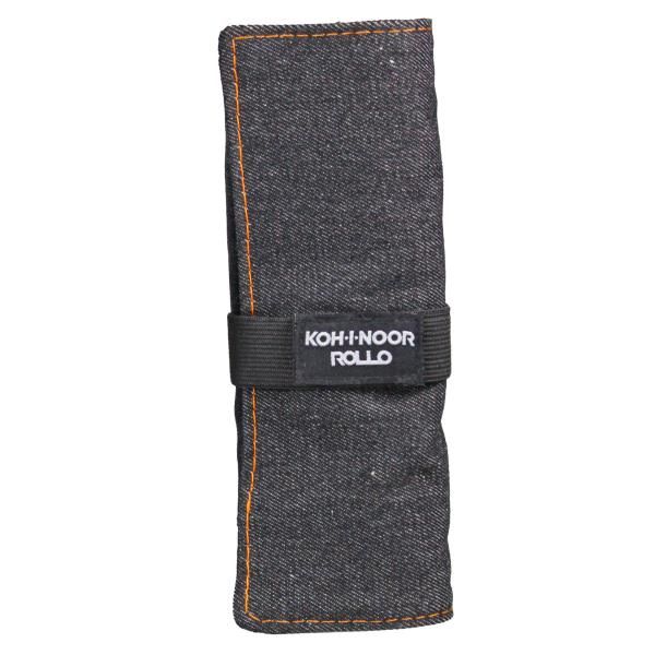 KOH-I-NOOR ASTUCCIO ARROTOLABILE IN JEANS 24 SCOMPARTI E BUSTINA CON ZIP NERO