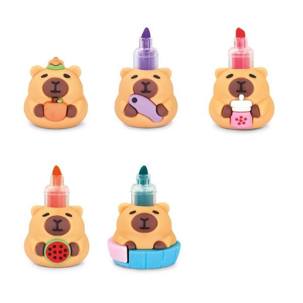 LEBEZ CAPIBARA ESPOSITORE SET DA 4 MINI EVIDENZIATORI PUNTA A SCALPELLO 14/5 mm…