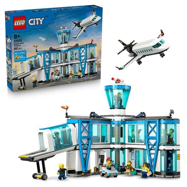 LEGO CITY AEROPORTO CON AEREO MODELLO IN MINIATURA CON TERMINAL RIMORCHIATORE P…
