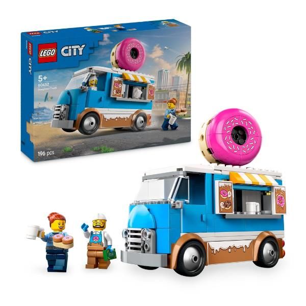 LEGO CITY FURGONE DELLE CIAMBELLE VEICOLO STAND GASTRONOMICO CON 2 MINIFIGURE E…