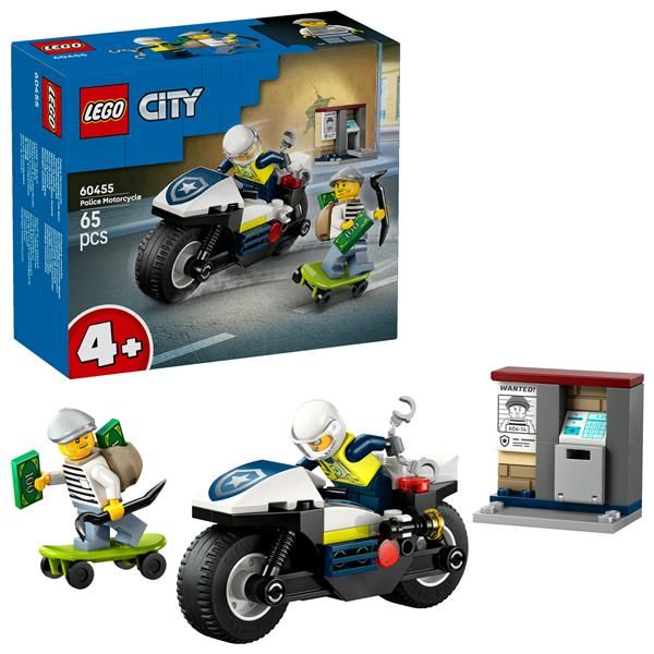 LEGO CITY INSEGUIMENTO DELLA MOTO DELLA POLIZIA SET CON MOTOCICLETTA 2 MINIFIGU…