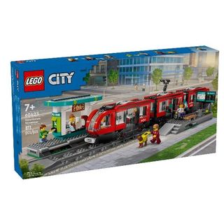 LEGO CITY TRAM E FERMATA DEL TRAM CON STAZIONE E VAGONI CON 6 MINIFIGURE