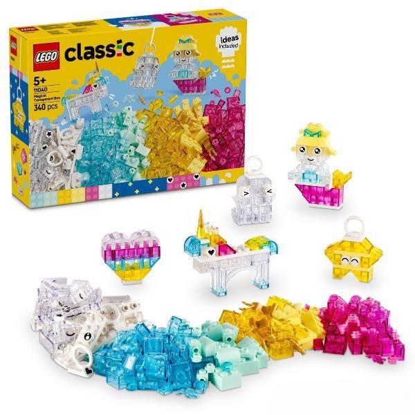 LEGO CLASSIC SCATOLA MAGICA TRASPARENTE MATTONCINI COLORATI E CLIP PORTACHIAVI …