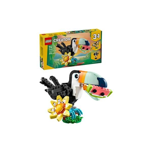 LEGO CREATOR 3 IN 1 ANIMALI SELVATICI TUCANO TROPICALE CON FIORE TRASFORMABILE …