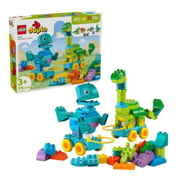 LEGO DUPLO DINOSAURI SU RUOTE 3 IN 1 GIOCO EDUCATIVO DI COSTRUZIONI