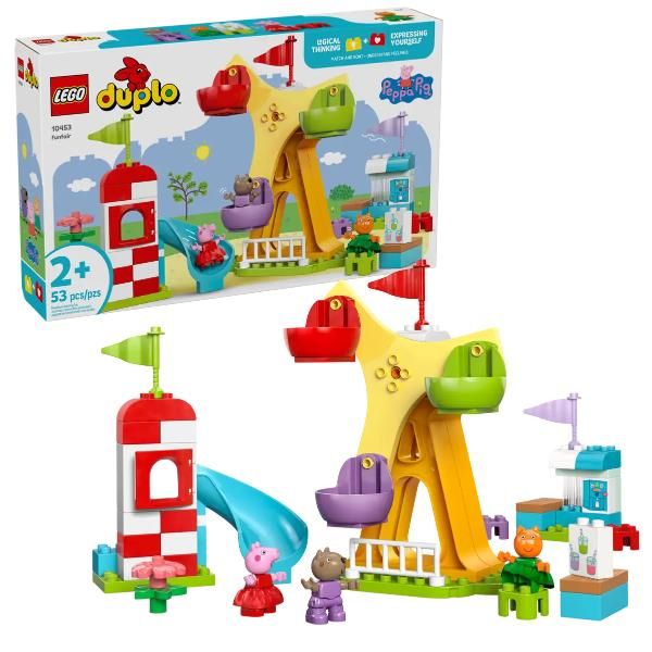 LEGO DUPLO PEPPA PIG LUNA PARK CON RUOTA PANORAMICA SCIVOLO BAR E 3 PERSONAGGI
