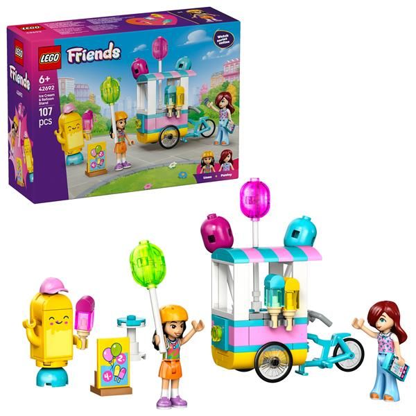 LEGO FRIENDS BANCARELLA DI GELATI CON PALLONCINI BICI 2 MINI BAMBOLINE E ACCESS…