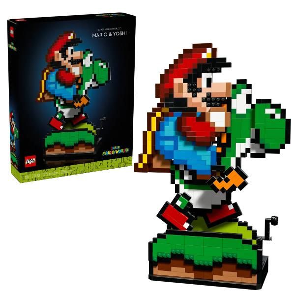 LEGO SUPER MARIO WORLD MARIO E YOSHI PERSONAGGI DA COSTRUIRE PIXELATI CON FUNZI…