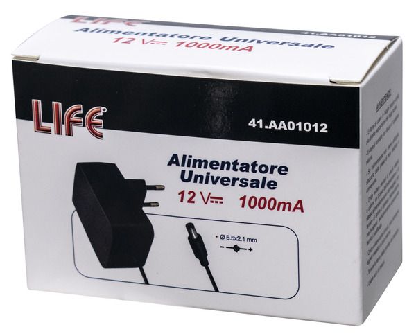 LIFE ALIMENTATORE UNIVERSALE 12V 1000MA
