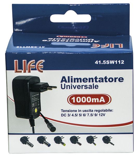 LIFE ALIMENTATORE UNIVERSALE 3-12V 1000MA 12W