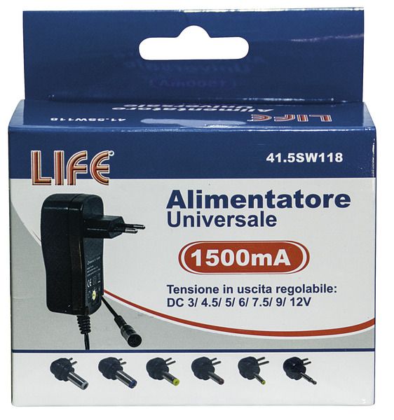 LIFE ALIMENTATORE UNIVERSALE 3-12V 1500MA 18W