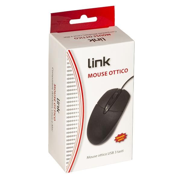 LINK MOUSE OTTICO USB 3 TASTI 1200 DPI NERO