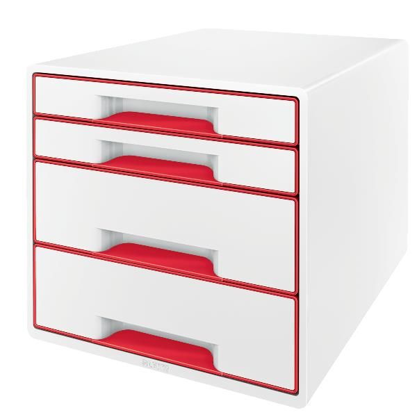 Leitz WOW CUBE - Cassettiera - 4 cassetti - per A4 Plus - rosso