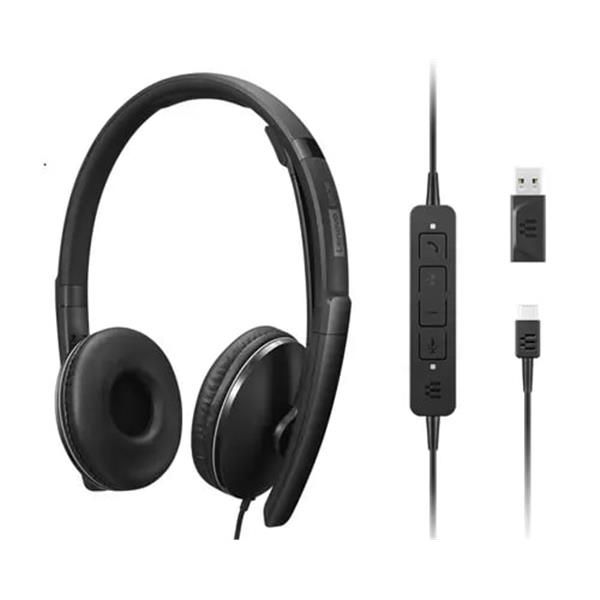 Lenovo Gen 2 - Cuffie con microfono - over ear - cablato - USB-C - nero - Zoom …