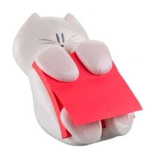 Dispenser gatto bianco + ricarica Post-it Super Sticky Z Notes rosso rubino - C…