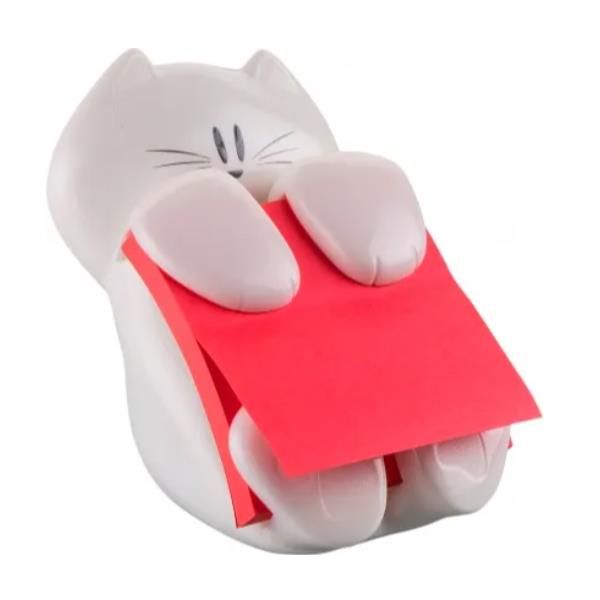 Dispenser gatto bianco + ricarica Post-it Super Sticky Z Notes rosso rubino - C…