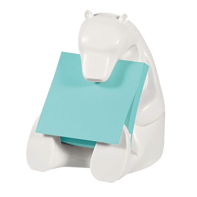 Dispenser orso bianco + ricarica Post-it Super Sticky Z Notes azzurro - BEAR-33…