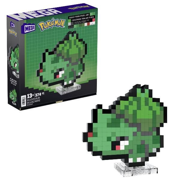 MATTEL MEGA POKEMON SHOWCASE BULBASAUR SET IN STILE RETRO' PIXELATO DA COSTRUIRE