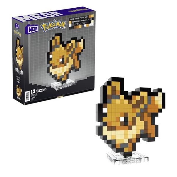 MATTEL MEGA POKEMON SHOWCASE EEVEE SET IN STILE RETRO' PIXELATO DA COSTRUIRE