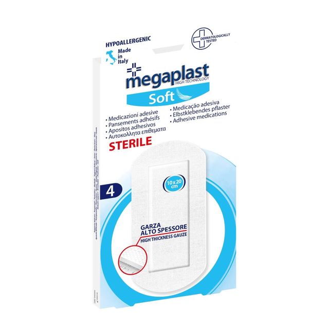 MEGAPLAST SOFT 4 CEROTTI 10X20CM TNT/BIANCO STERILI 1PZ=(1PZ)