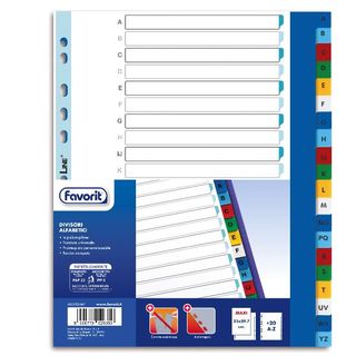 Divisori alfabetici 20 tacche - PP - A4 maxi - colori assortiti - Favorit