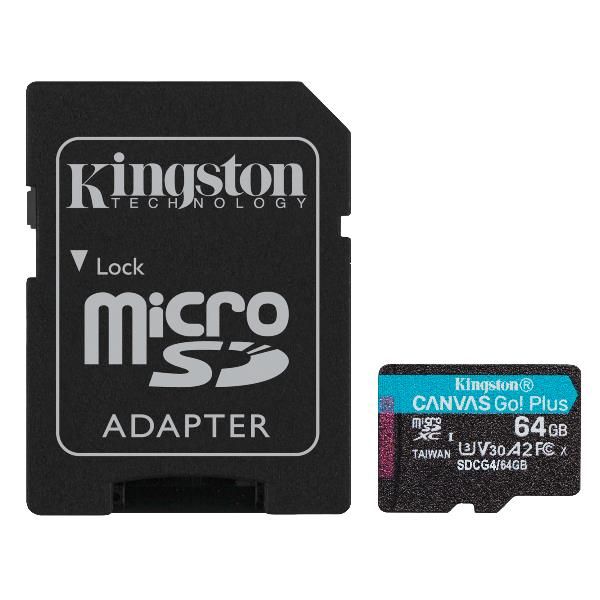 MEMORY CARD MICRO SD/TRANSFLASH 64GB KINGSTON CANVAS GO PLUS CLASSE 10 SDCG4/64…
