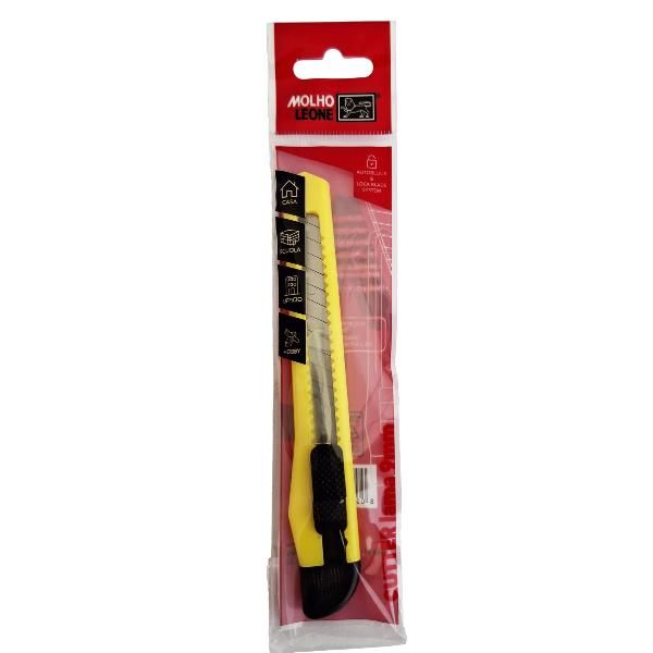 MOLHO LEONE CUTTER IN PLASTICA LAMA DA 9 mm PULSANTE BLOCCALAMA GIALLO CONF 24 …
