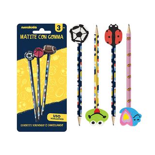 MONIKIDS CREATIVE - MATITE CON GOMMA 3 PZ SPORT