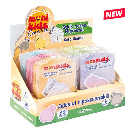 MONIKIDS CREATIVE - STICK NOTES CUTE ANIMAL 70X70mm 20fg