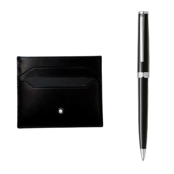 MONT BLANC SET PENNA A SFERA PIX FUSTO IN RESINA CON FINITURE IN PLATINO + PORT…