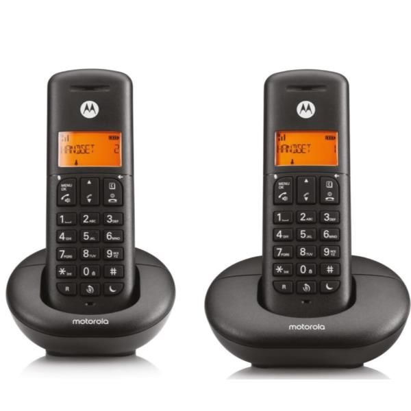 MOTOROLA E202 TELEFONO CORDLESS DECT DUO CON 2 PORTATILI VIVAVOCE TASTO NON DIS…