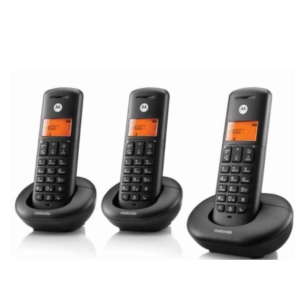 MOTOROLA E203 TELEFONO CORDLESS DECT TRIO CON 3 PORTATILI VIVAVOCE TASTO NON DI…