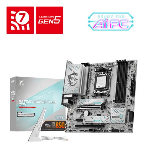 MSI B850M GAMING PLUS WIFI, AMD, Socket AM5, AMD Ryzen 7000 Series, AMD Ryzen 8…