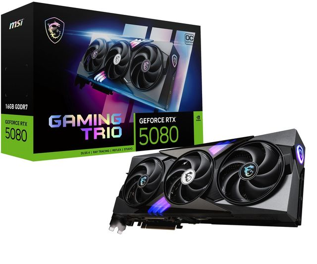 MSI VGA GEFORCE RTX 5080, RTX 5080 16G GAMING TRIO OC, 16GB GDDR7, HDMI/DP*3, A…
