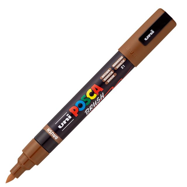 Marcatore a tempera Uni Posca con punta a pennello semi-flessibile 1-4 mm marro…