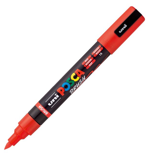 Marcatore a tempera Uni Posca con punta a pennello semi-flessibile 1-4 mm rosso…