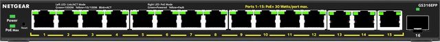 NETGEAR Plus GS316EPP - Switch - gestito - 15 x 10/100/1000 (PoE+) + 1 x SFP - …