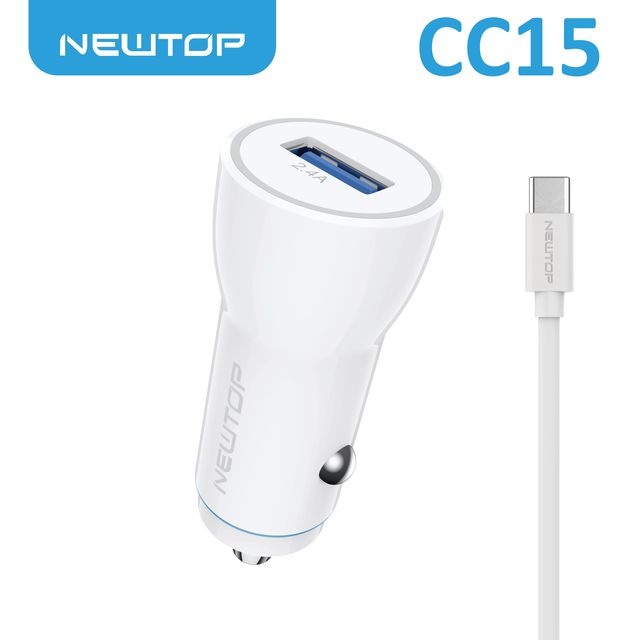NEWTOP CC15 CARICATORE DA MACCHINA 1USB 2.4A CON CAVO TYPE-C