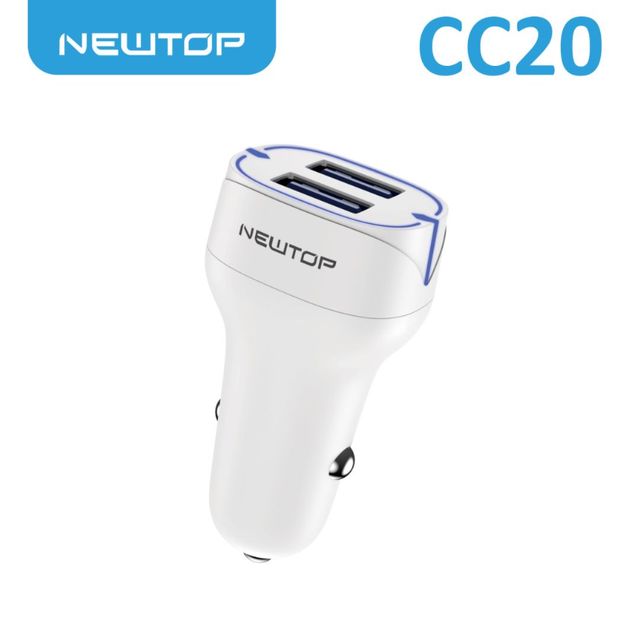 NEWTOP CC20 CARICATORE DA MACCHINA 2USB QC3.0 18W + 18W