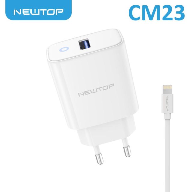 NEWTOP CM23 CARICATORE DA MURO SIMPLE 1 USB 2.1A CON CAVO LIGHTNING