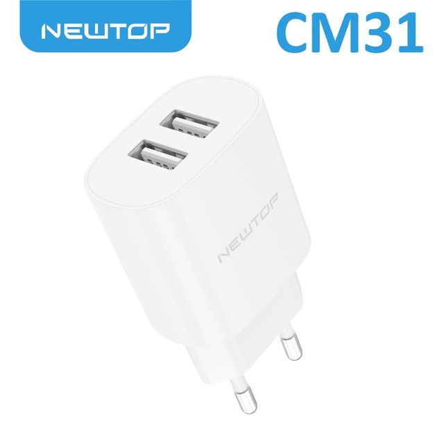 NEWTOP CM31 BASIC CARICATORE DA MURO 2 USB 2.4A