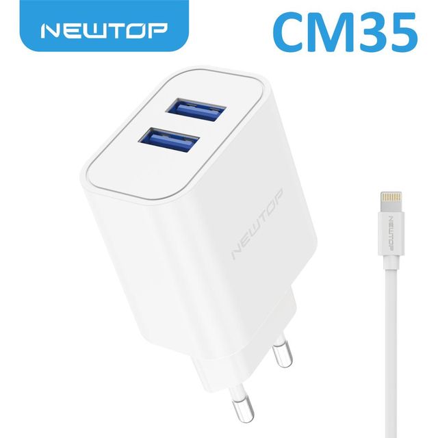 NEWTOP CM35 CARICATORE DA MURO 2 USB 2.1A CON CAVO LIGHTNING