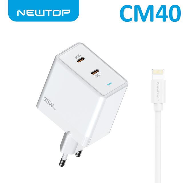 NEWTOP CM40 CARICATORE 2 PD 35W CON CAVO TYPE-C/LIGHTNING