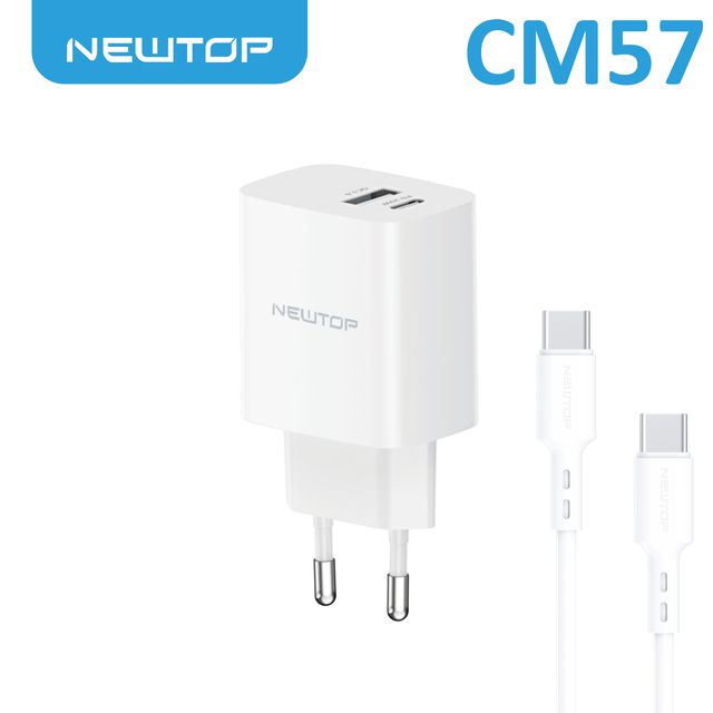 NEWTOP CM57 CARICATORE PD 20W + QC 18W CON CAVO TYPE-C/ TYPE-C