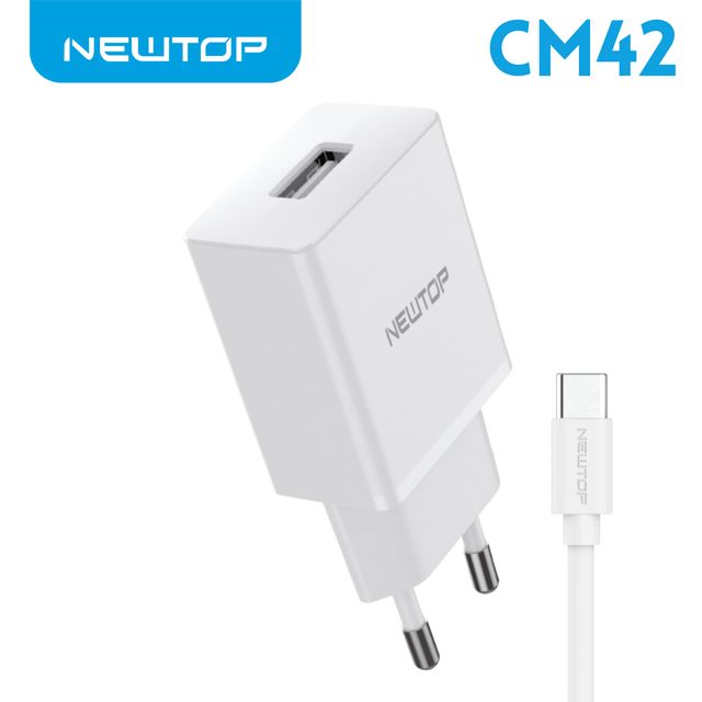 NEWTOP CM65 CARICATORE DA MURO 1USB 5V 2.4A CON CAVO TYPE-C