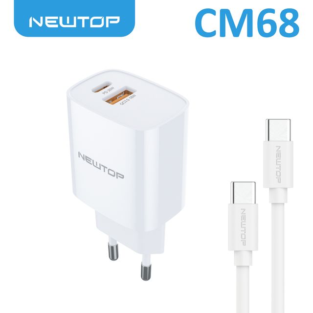 NEWTOP CM68 CARICATORE DA MURO QC3.0 + PD 30W CON CAVO TYPE-C
