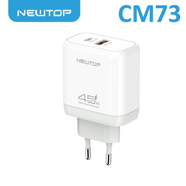 NEWTOP CM73 GAN CARICATORE DA MURO USB-A + PD 45W