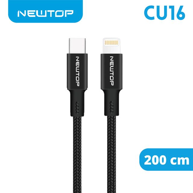 NEWTOP CU16 CORD ALUMINIUM CAVO 200CM TYPE-C/LIGHTNING
