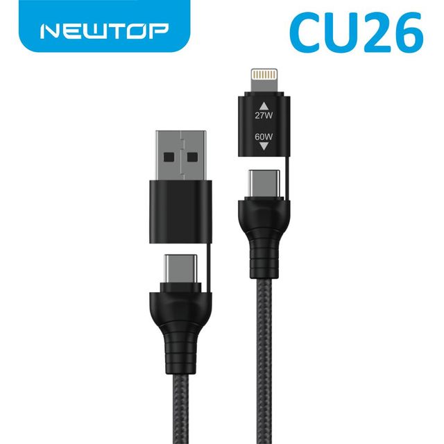 NEWTOP CU26 4 IN 1 MULTIPLO CAVO DI RICARICA USB 3.0 / TYPE-C A TYPE-C (60W) / …